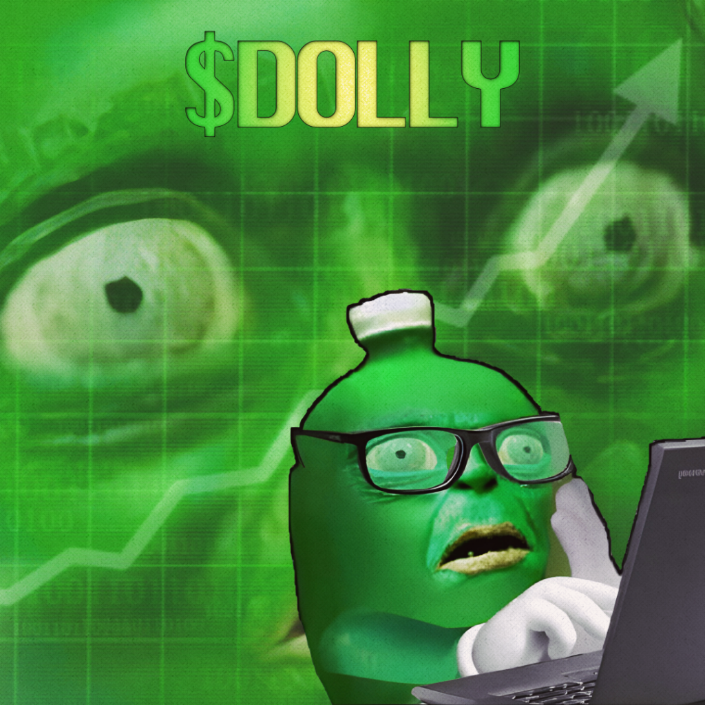 $DOLLY: The meme Coin name Coin - lean but green soda bottle